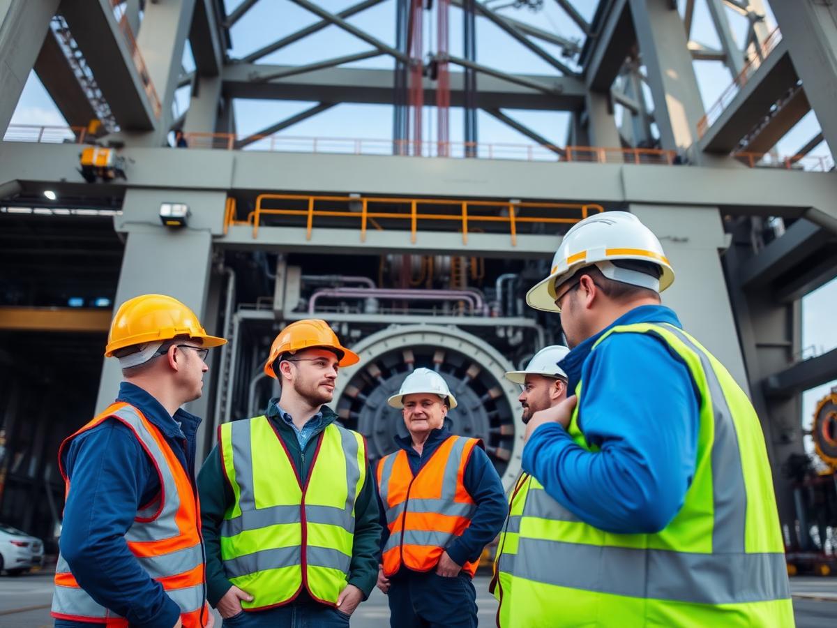 Maintenance engineers inspecting gantry crane machinery at PortMiami